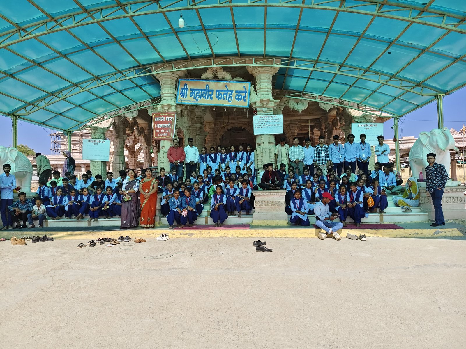 Students at the Gautameshwar Mahadev cave temple